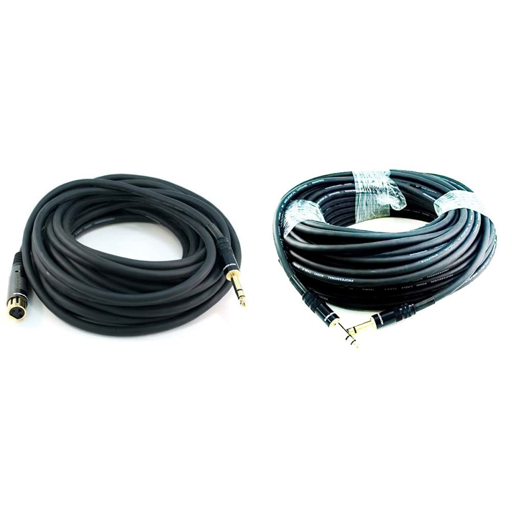 Monoprice104773 35-Feet Premier Series XLR Female to 1/4-Inch TRS Male 16AWG Cable Black & Premier Series 1/4 Inch (TRS) Male to Male Cable Cord - 35 Feet- Black 16AWG (Gold Plated)