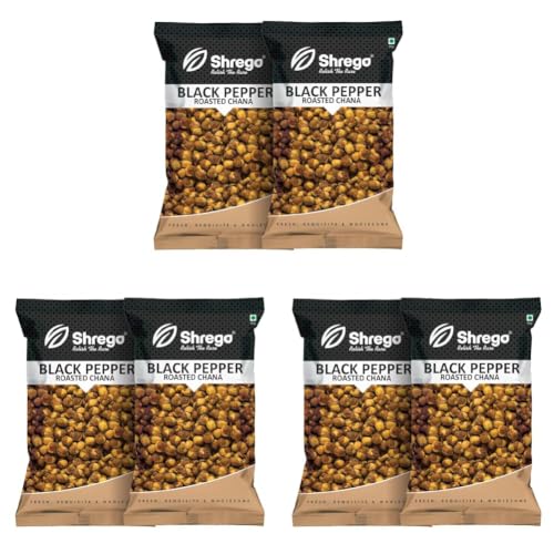 Image of Shrego Black Pepper Roasted Chana, Snack and Namkeen, Vacuum Packed (300 GM) (Pack of 3)