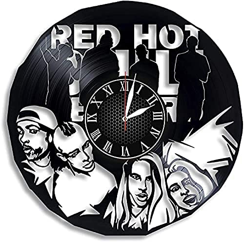 AVJERA Red Hot Chili Peppers Band Logo Disque Vinyle Rétro Horloge Murale Anniversaire Nouvel an Noël Cadeau d'anniversaire Personnalité Creative Home Design