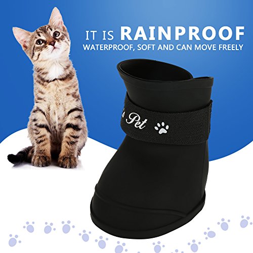 Haustier Hundestiefel, 4PCS Silikon Nette wasserdichte Stiefel Anti Rutsch Gummisohlen für Outdoor (Größe 2.0 'x 1.57in)