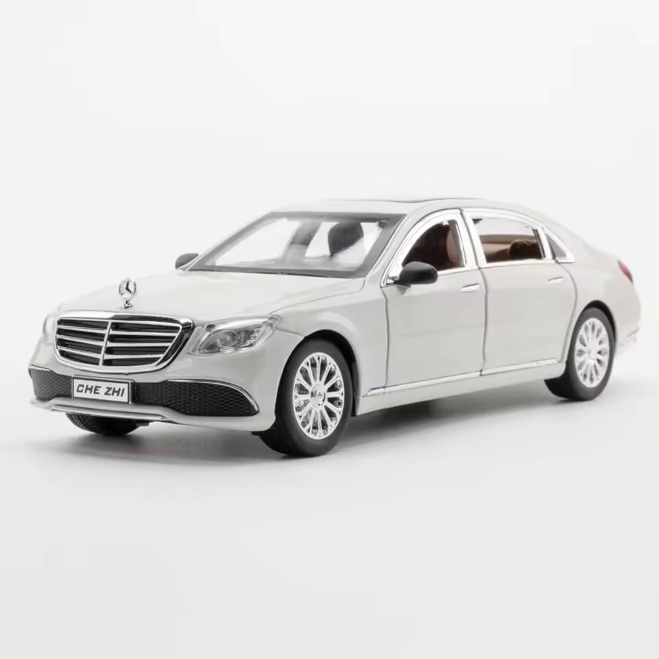 Image of Alokik Enterprise 1:24 Marcedes Benz E300L Diecast Metal Pull Back Car with 6 Openable Doors with Sound and Light Toy Decoration car Best Gift Toys for Kids 【White】