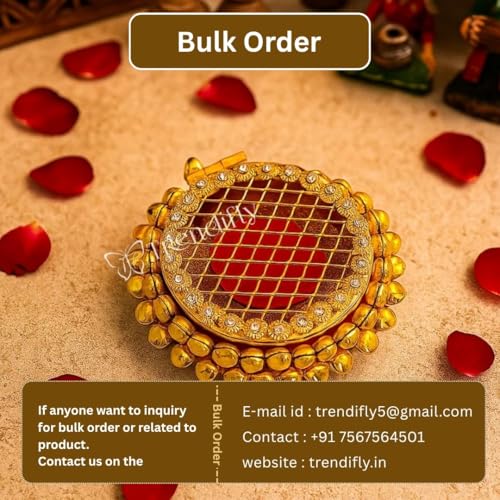 Image of Trendifly Golden Metal Ghungroo Round Gold Silver Coin Cash Shagun Box | Decorative Ring Coin Sikka Storage Box | Wedding Pooja Baby Shower Rakhi Shagun Return Gifts