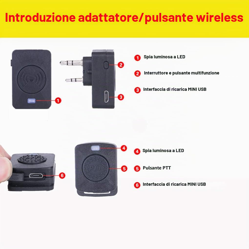 Sostituzione Walkie Talkie Wireless Headset Auricolari Bluetooth Radio bidirezionale Cuffie Auricolare per Baofeng 888s UV5R