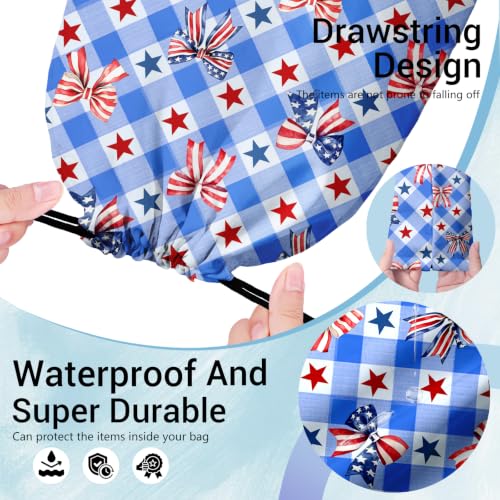 Image of Blue Bowknot Gymnastics Grip Bags Small Drawstring Gym Bag