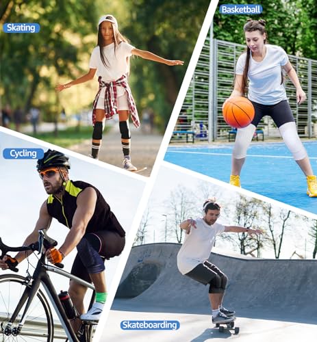 Image of HiRui Knee Pads for Kids Youth Adult, Basketball Baseball Knee Brace Knee Support, Collision Avoidance Kneepad Compression Knee Sleeve for Volleyball Football Cycling Running-1Pair (White, XL)