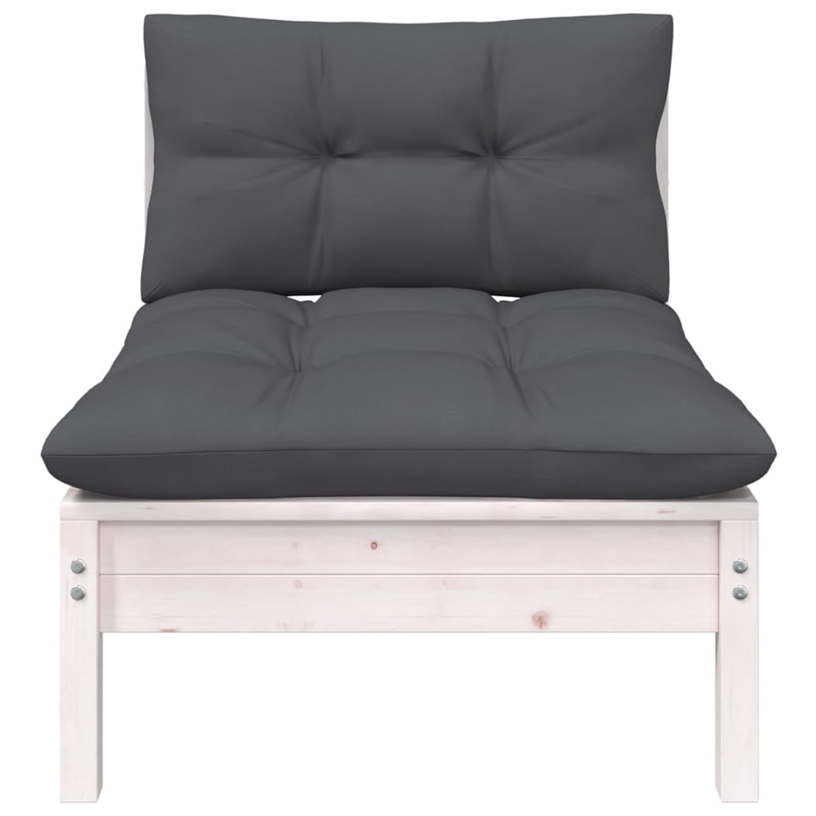 Homgoday Sofá de jardín de 2 plazas con Cojines Madera de Pino blancosofa Exterior palets Madera Sofa palets Exterior BlancoDe Dos plazas