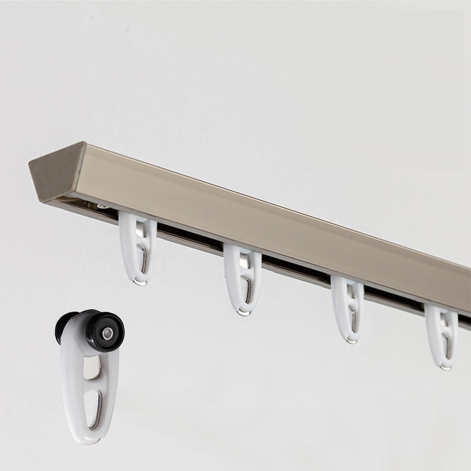 Montowany na suficie system szyn do zasłon aluminiowych do łazienki i salonu, ukryty design, do zasłon i przegródek, 200 cm, eleganckie złote wykończenie