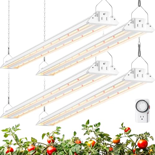 Image of Barrina TX72 Grow Light for Indoor Plants, 4FT, 288W(4 x 72W, 2000W Equivalent), Full Spectrum with 660nm Red LEDs, High PPFD, Mechanical Timer, Linkable, Hanging Plant Lights for Greenhouse, 4 Pack