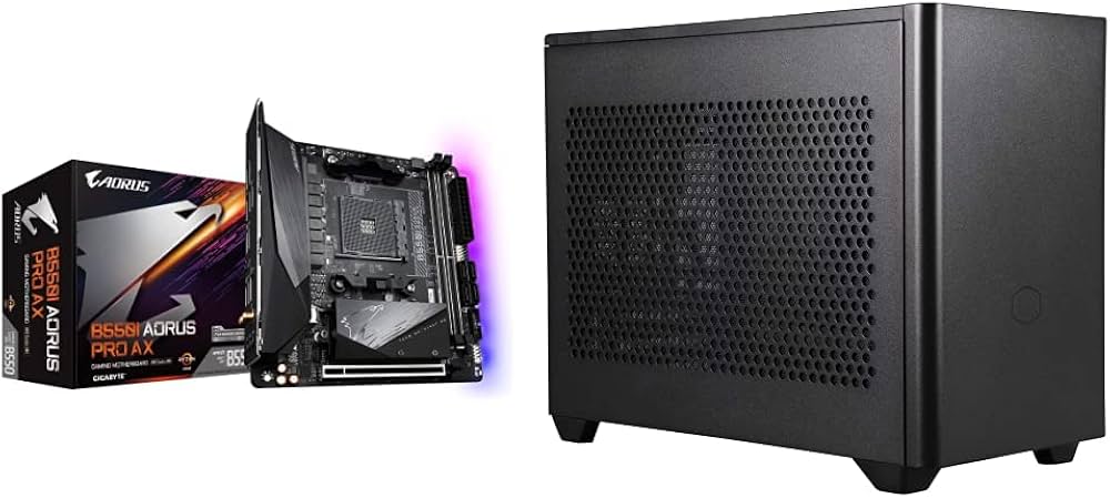 【セット買い】GIGABYTE B550I AORUS PRO AX マザーボード MiniITX [AMD B550 チップセット搭載]  MB4998 & Cooler Master MasterBox NR200 ブラック Mini-ITX/DTX PCケース SFX電源対応  CS7900