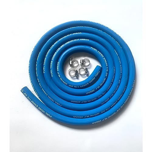 Image of Fuel Line Hose 6AN 3 /8 inch inch,10mm High Pressure Hose 2.8Mpa 400PSI 10FT for Fuel Systems Engines Tube Hose Blue Multiple Size Options (Attached Hose Clamp)