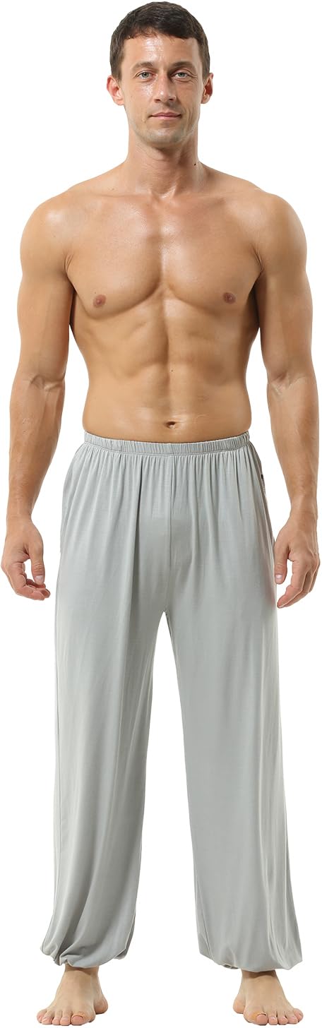 Hoerev Super Soft Modal Spandex Harem Yoga Pilates Trousers,Grey,XXL