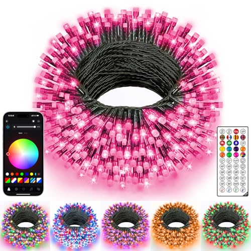 Ollny Smart Color Changing String Lights, 131FT 400 LED APP Control RGB Christmas Tree Lights with Remote, Programmable DIY Musical Waterproof Decor Light with Timer for House Indoor Outdoor