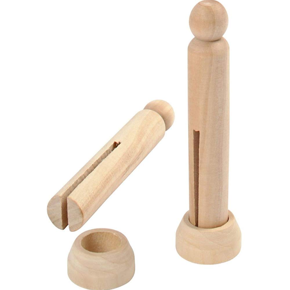 DELETE - 5 Wooden Dolly Pegs with Stands - Peg Doll Crafts