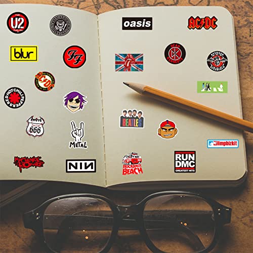 Rock and Roll Music Stickers, 200pcs Band Stickers for Classic Rock Music, Colorful VSCO Waterproof Vinyl Decal for Water Bottles Laptop Bicycle Skateboard Luggage，Adults