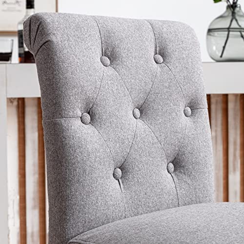 Gotminsi 26" Bar Stools Set Of 2 For Kitchen Island Upholstered Counter Height Bar Stools With Button Tufted Decoration Barstools Home Kitchen Island Wooden Bar Chairs Grey #TOP5