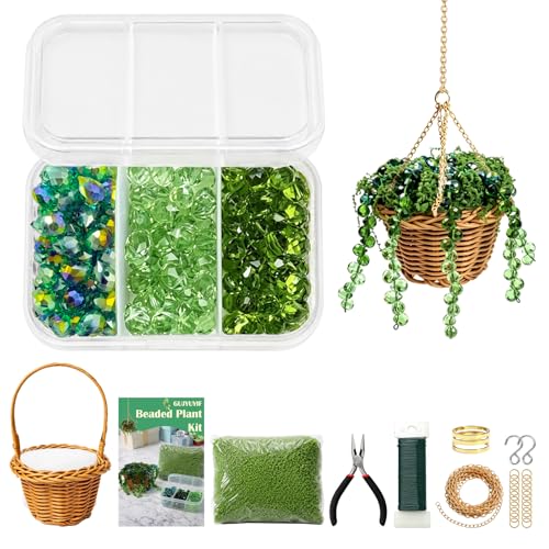 Kit de cuentas de cristal verde para hacer plantas artesanales y proyectos de bisutería DIY