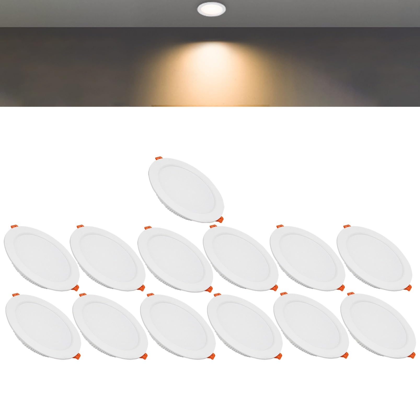 TTiiLoe 21W Round LED Recessed Ceiling Spotlights, 3000K Warm White Ultra Slim Panel Ceiling Light, Cut Φ160-170mm, AC110-240V Downlights for Hallway Stairwell Showroom, 13 Pack