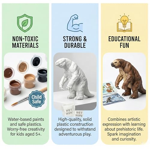 Image of Unscroo DIY 3D Model Painting Kits - Dinosaurs, Ice Age Animals & Unicorns - 3D Printed Art & Craft Hobby Gift for Kids, Teens & Adults - Return Gift Sets (Giant Sloth Single)