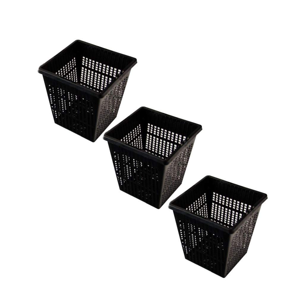Pisces Black Pond Square Plant Basket 11 X 11 X 11Cm - 3 Pack Of Pond Planting Pot