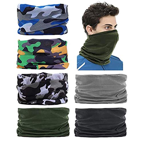 6 PCS Sun UV Protection Face Mask Neck Gaiter Windproof Scarf Sunscreen Breathable Bandana Balaclava for Sport&Outdoor