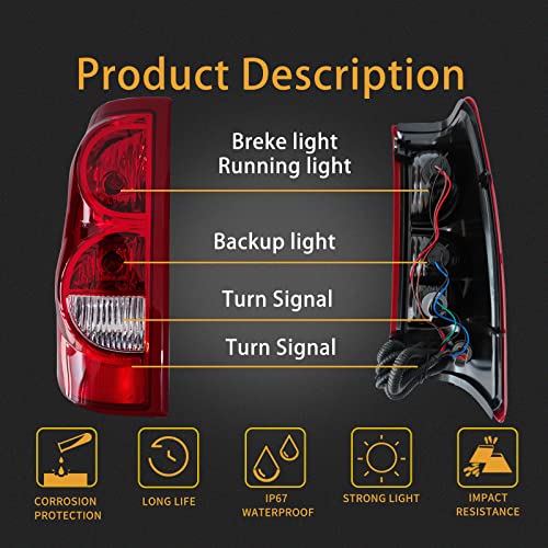 Mikafex Driver And Passenger Side Tail Light Assembly Compatible With 2003-2006 Chevy Silverado 1500 2500 3500 Rear Taillight Tail Lamp Brake Lamp With Bulb Inside #TOP1