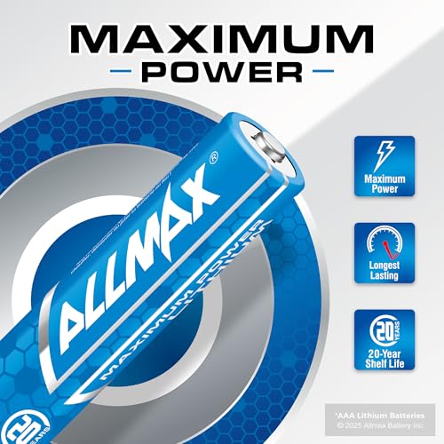 Image of Allmax AAA Maximum Power Lithium Batteries (24 Count) - 1.5V | 20-Year Shelf Life • Leakproof • Longest Lasting • Ultimate Performance