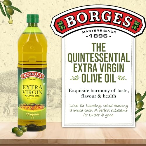 Image of Borges Extra Virgin Olive Oil - 1L PET |Unrefined & Cold Pressed Oil|Packed in Spain |75% MUFA | Rich in Antioxidants | Ideal For low heat cooking like sauteing & grilling, salad dressing