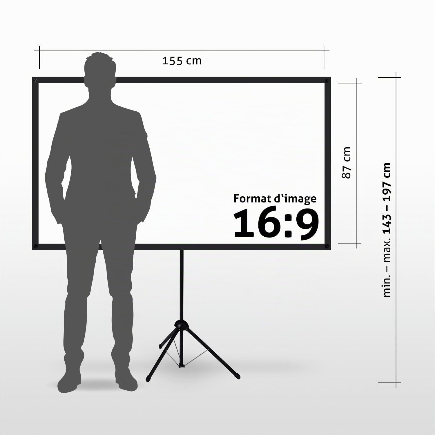 ESMART Expert X-Type Écran trépied 161 cm (155 x 87 cm 16:9) Tissu: Blanc