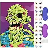 Halloween Games Pin the Eyeball on the Zombie for 24 Players with 2 Blindfolds Zombie Birthday Games School Home Office Indoor Halloween Travel Home Family Gathering Activities Preschool Pin Tail Game