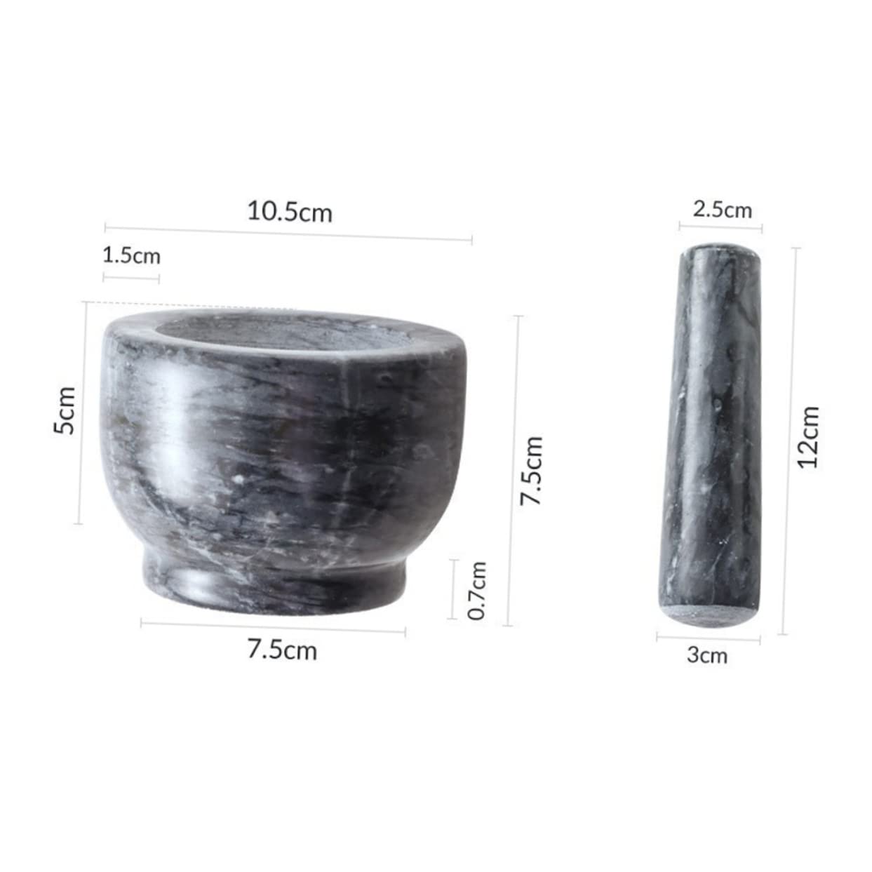 Mortier et Pilon en Marbre Noir, 1 Set, Cuisine et Maison, Outil Indispensable pour Écraser et Piler, Usage Restaurant