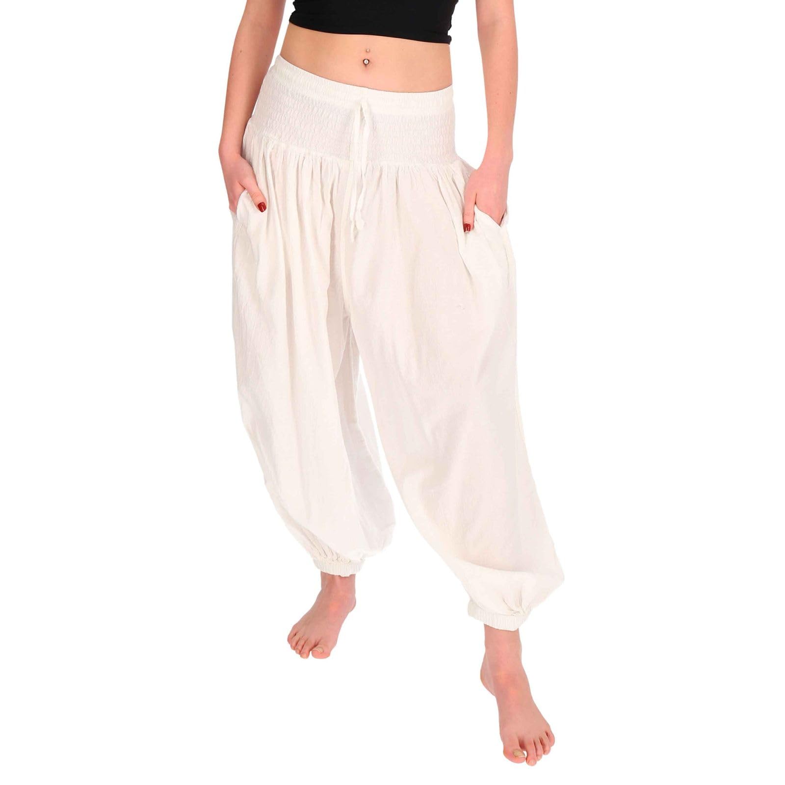 Damen Hose Baumwoll Yoga Freizeit Haremshose Pluderhose Ballonhose