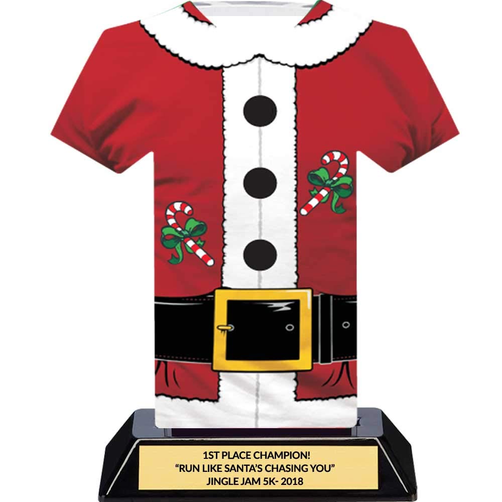 DINN BROS Santa Suit Christmas Trophy, Customize Engraving, 7 Inch Tall, Acrylic