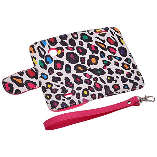 Galaxy Wireless Magnetic Leather Flip Wallet Pouch Compatilble For Zte Z667 (At&T) Zinger (T-Mobile) Whirl 2 (Net 10), Slim Folio With Kickstand And Detachable Hand Strap (Multi Color Cheetah) #TOP6