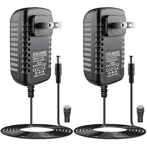 LightingWill 12V Power Supply, 12W Power Adapter, 110V AC to 12V 1A DC Converter, Wall Plug Transformer for 12V Devices with 5.5/2.1mm DC Connector (2 Pack) Cover
