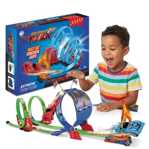 Image of High Speed Racing Car Track with Loop for Kids 6-12 Years Old |1Playset Crazy 360 Degree Corkscrew Super Cars Track Launcher Build & Playing Fun Toys for Boys| Girls Birthday Gift for Children
