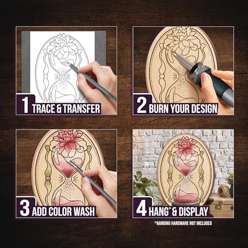 ArtSkills Wood Burning Kit for Beginners, Deluxe Pyrography Wood Engraving Art Set with Burner Pen, Stencils, Watercolor Paints, DIY Tools for Adults and Kids, 48 Pieces