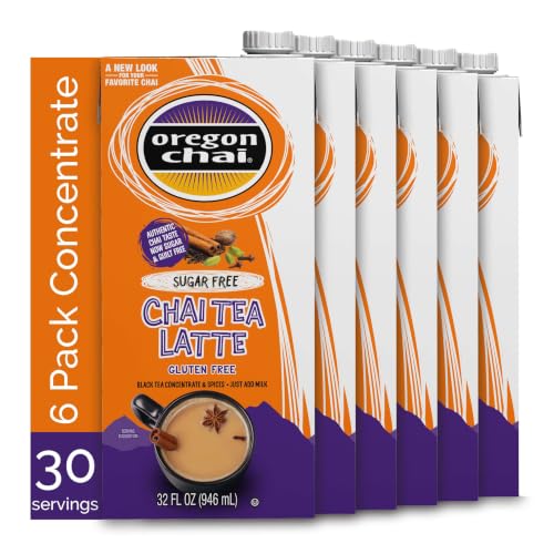 Oregon Chai Sugar Free Chai Concentrate, 32 Fluid Ounce (Pack of 6)