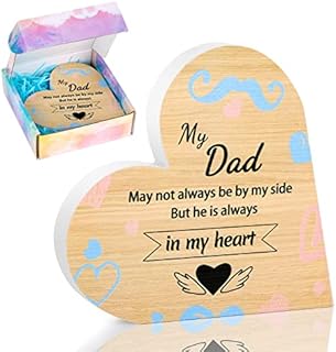Best Father Birthday Gifts, Souvenir Gifts for Dad, Ornaments for Living Room, Heart Shaped Wooden Keepsake Ornament, My Dad May Not Always Be by My Side but He is Always in My Heart