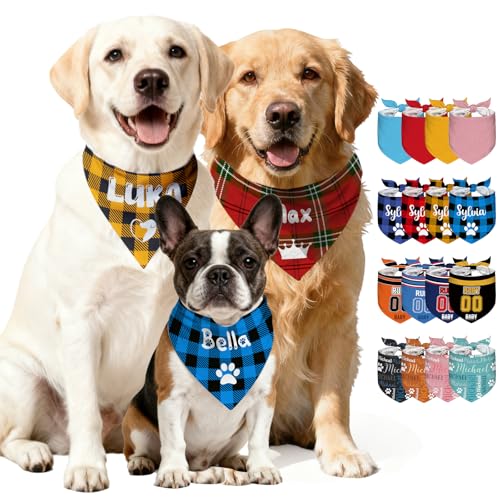 Bandana personnalisé pour chien avec nom et icône, bandana personnalisé pour chiens et chats de petite, moyenne et grande taille, foulard personnalisé,...