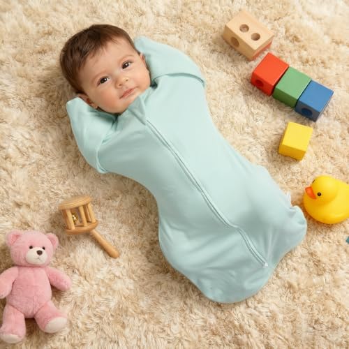 Image of MEXXI Baby Transitional Swaddle, 2 Pack Sleep Sack With Arms Up, 0.5 TOG