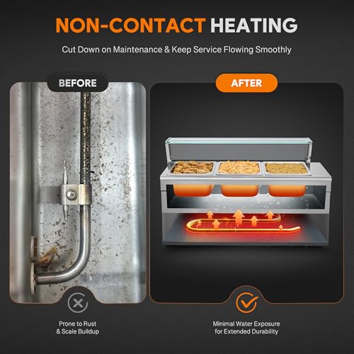 Chauffe-aliments électrique avec température réglable, arrêt automatique et vanne de vidange pour buffet, food truck et restauration