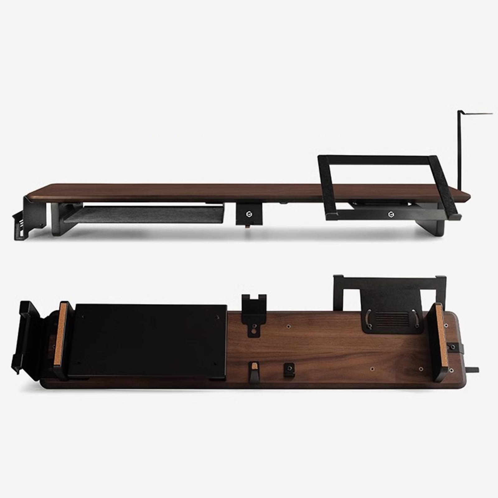 Supporto per monitor in legno, organizer da scrivania per computer con spazio per smartphone, laptop, auricolari e gestione dei cavi