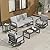 SUGOLD Outdoor Aluminum Patio Furniture Set 5 Piece, Swivel Rocking Chairs, All Weather Outdoor Aluminum Sofa, Patio Bistro Set for Patio, Porch, Deck(Silver Gray)