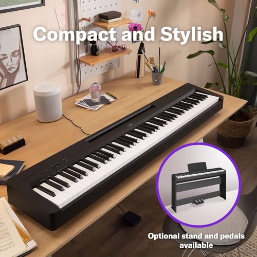 Image of Yamaha P-145BT Digital Piano - 88 Keys, Black, Built-in Bluetooth Audio Function, Compact & Lightweight Design, Realistic Touch & Sound for Practice & Performance