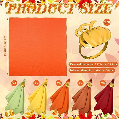 Set de 20 servilletas de tela para otoño y Acción de Gracias miniatura 2