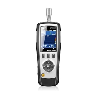CEM DT-9851M PM2.5/10 HCHO Air Particle 0.3,2.5,10m with 2.8 inch TFT Color LCD Display Supports Photos and Camera, Temperature, and Humidity, Dust-Free Workshop and Hospital, etc.