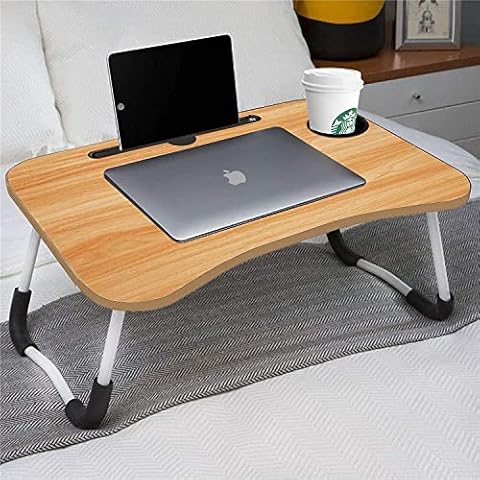 GROSSē Laptop Bed Table Lap Standing Desk for Bed and Sofa Breakfast Bed Tray Laptop Lap Desk Folding Coffee Tray Notebook Stand Reading Holder for Couch Floor Kids(60 x 40 cm) (Brown) Cover