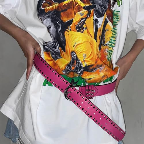 Waist Belt with Studs for Cowgirl With Metal Buckle Vintage Belt Hot Girl WaistChain Studded Oversize Belt.black3