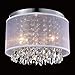 MO&OK Modern Mini Chandelier Net Yarn Drum White Crystal Ceiling Light 3 Light for Bedroom