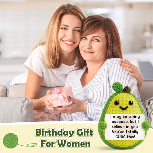 BelleFlair Positive Avocado Kuscheltier, Handgemachtes Motivationsgeschenke für Emotionale Support, Süße Motivation und Positive Geschenke als Aufmunterung für Freunde, Kollegen, Frauen, Männer